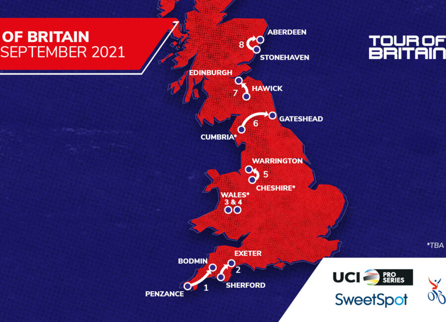 Start and finish venues for the Tour of Britain 2021 announced